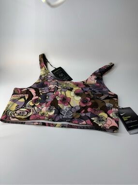 Nike Womens Multicolor Iron Stone Floral-Print Dri-FIT Padded Sports Bra Size XL